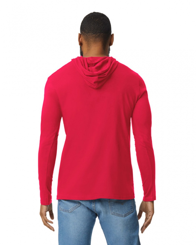 Men's Gildan 987 Long Sleeve Hoodie T-Shirts True Red | KERW67203