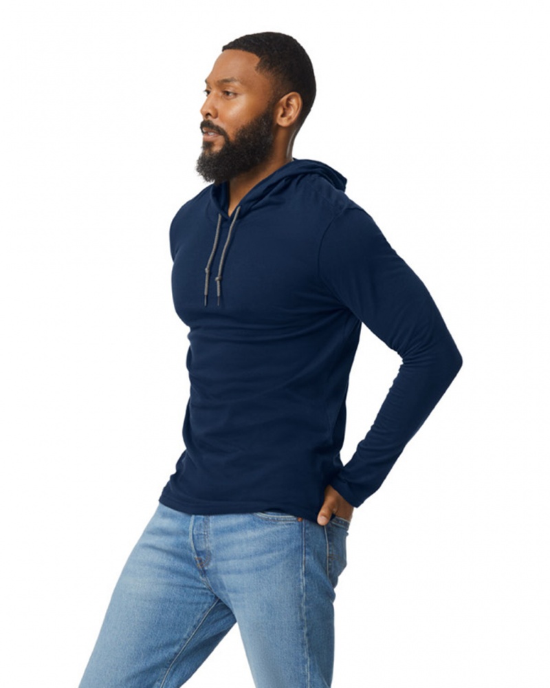 Men's Gildan 987 Long Sleeve Hoodie Navy | ISFP41836