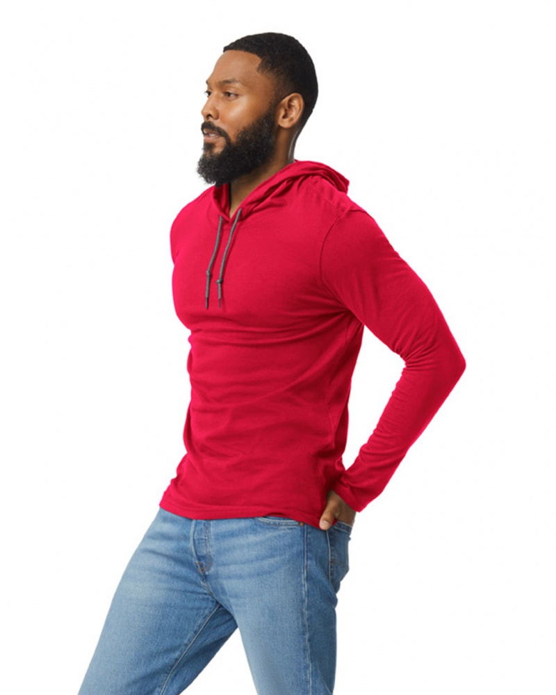 Men's Gildan 987 Long Sleeve Hoodie Red | EITQ95360