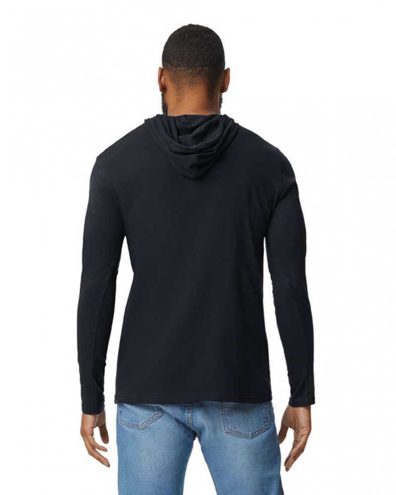 Men's Gildan 987 Long Sleeve Hoodie T-Shirts Black | LCOX68291