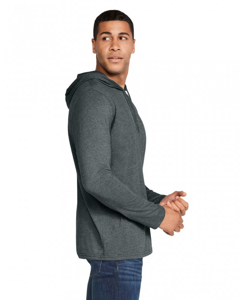 Men's Gildan 987 Long Sleeve Hoodie T-Shirts Dark Heather | HBYZ82536