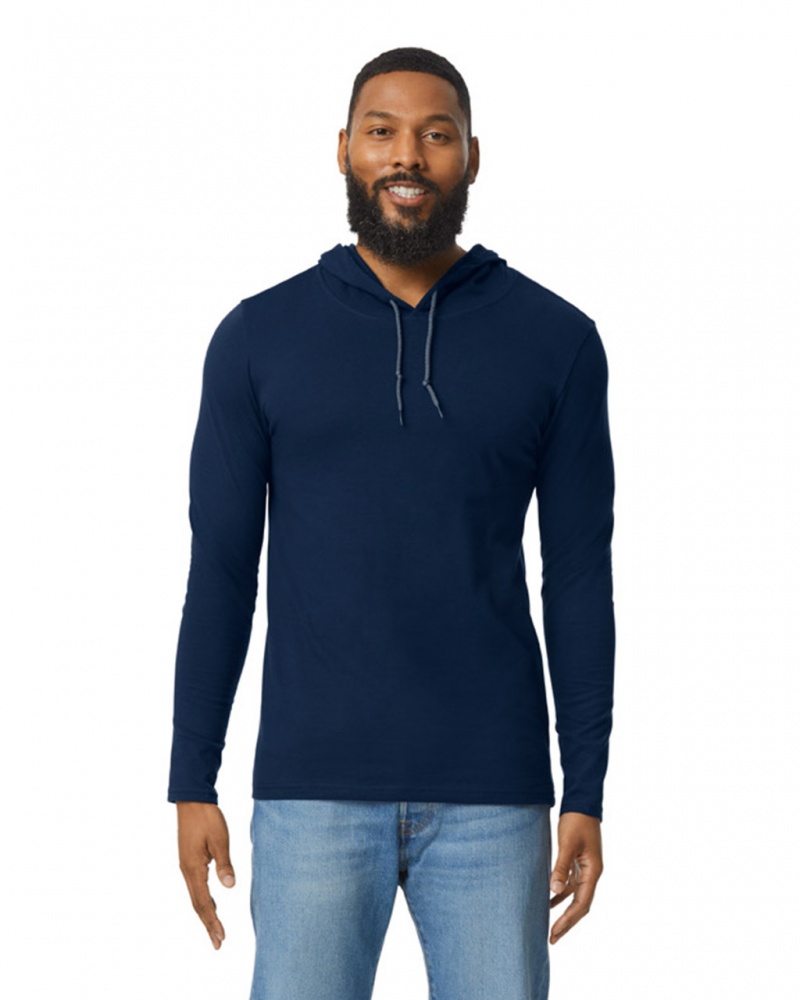 Men\'s Gildan 987 Long Sleeve Hoodie T-Shirts Navy | SWYN09524