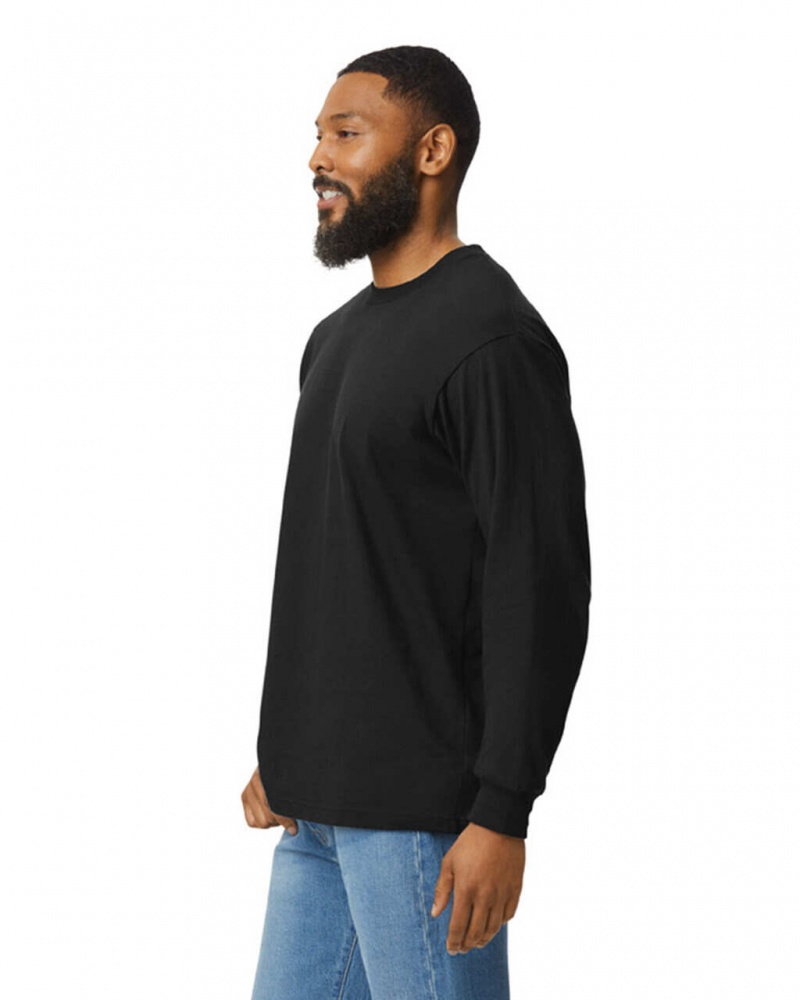 Men's Gildan H400 Long Sleeve T-Shirts Black | QMDS41908