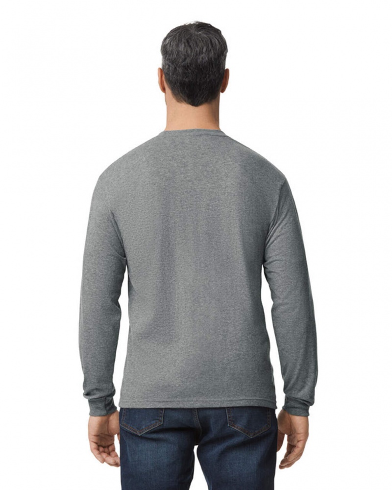 Men's Gildan H400 Long Sleeve T-Shirts Graphite Heather | KDAG58641