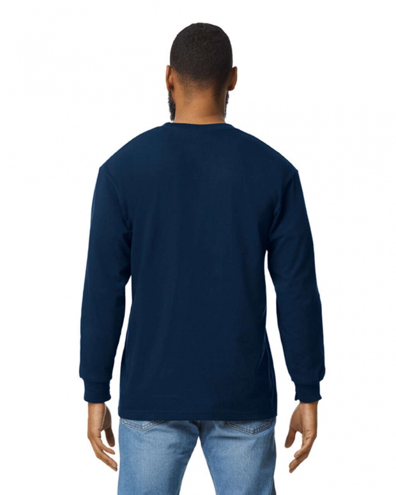 Men's Gildan H400 Long Sleeve T-Shirts Sport Dark Navy | UEWQ45183