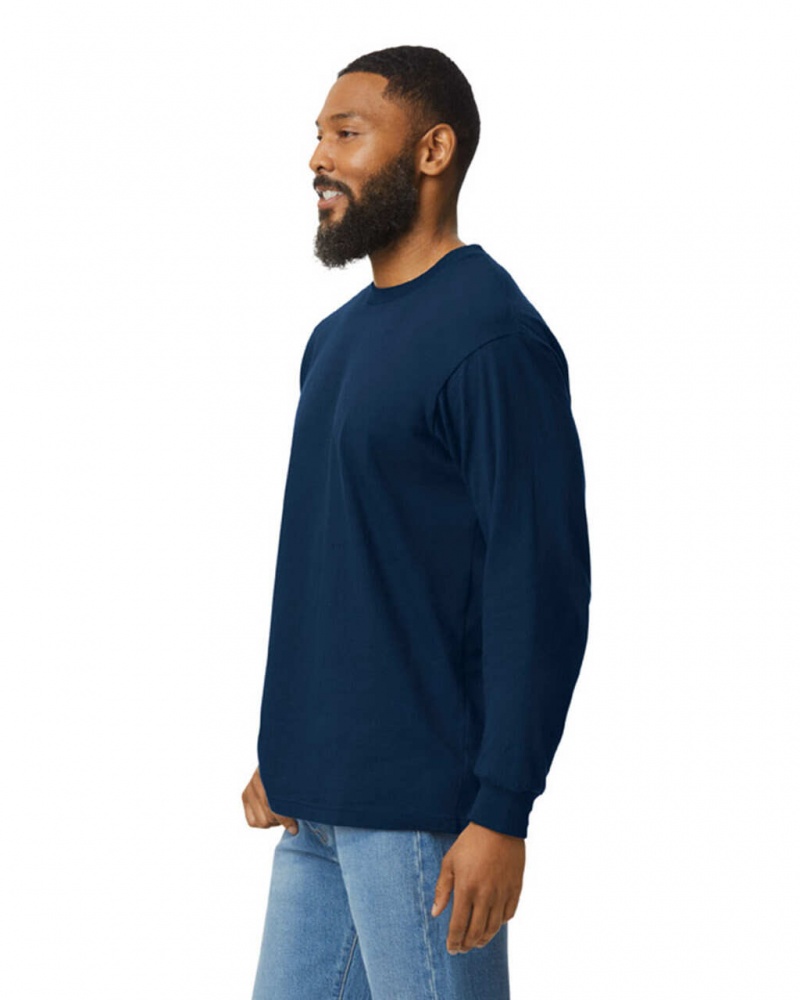 Men's Gildan H400 Long Sleeve T-Shirts Sport Dark Navy | UEWQ45183