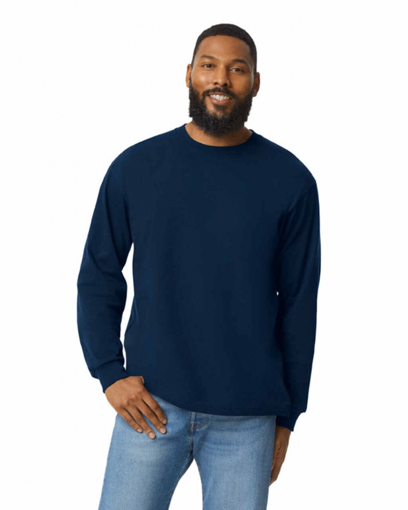 Men's Gildan H400 Long Sleeve T-Shirts Sport Dark Navy | UEWQ45183