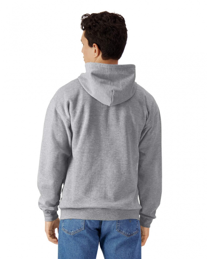 Men's Gildan SF600 Midweight Fleece Full Zip Hoodie Sweatshirt Ring Spun Sport Grey | BUQE54012