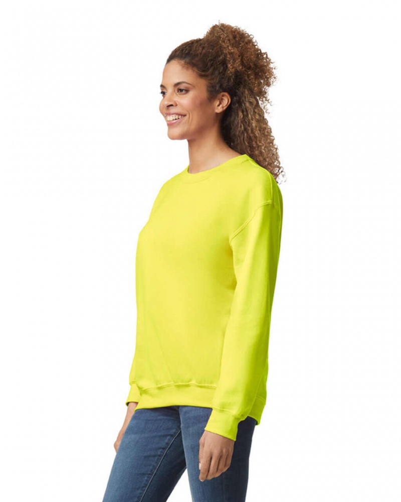 Women's Gildan 18000 Crewneck Sweatshirt Safety Green | XSJG15920