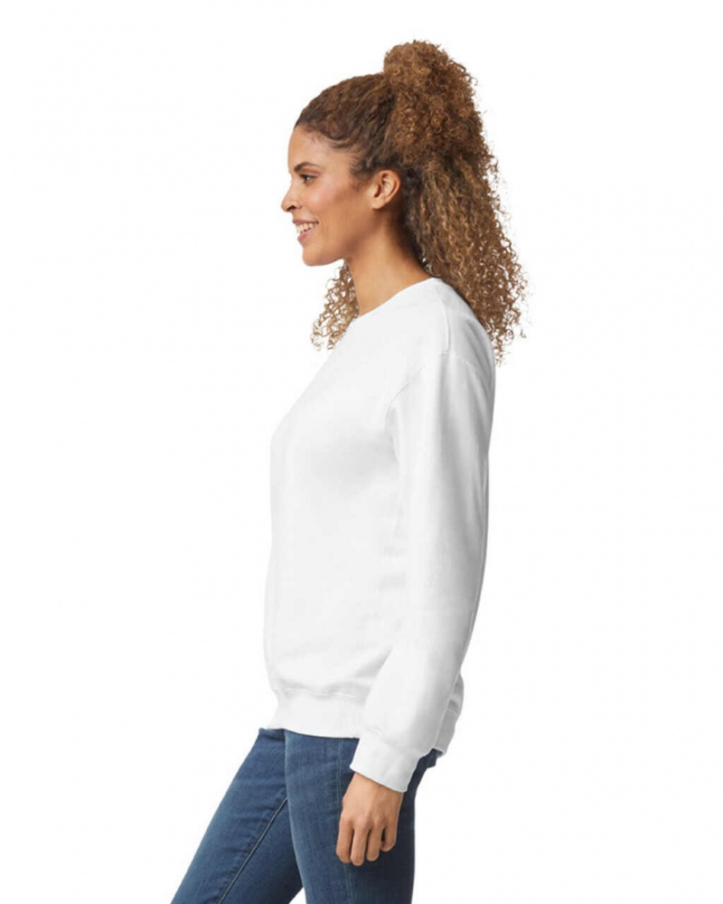 Women's Gildan 18000 Crewneck Sweatshirt White | NREH73649