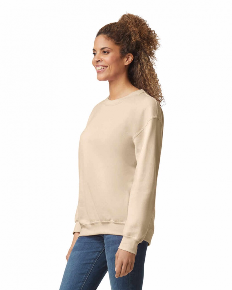 Women's Gildan 18000 Crewneck Sweatshirt Sand | IBSY56329