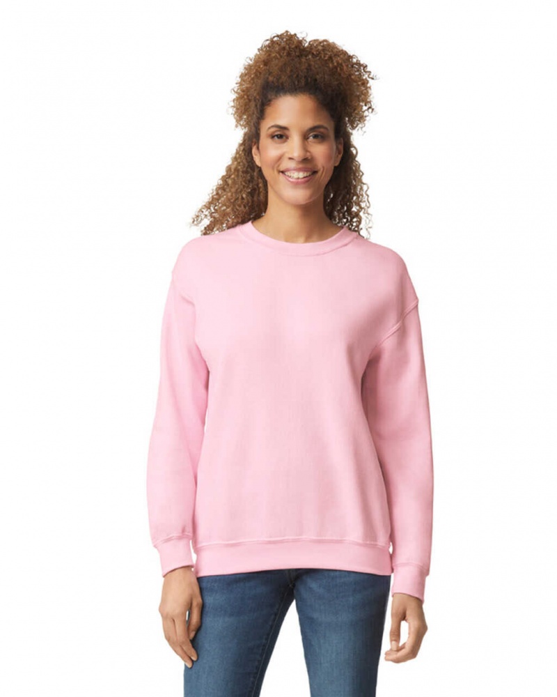 Women\'s Gildan 18000 Crewneck Sweatshirt Light Pink | TAJU89061