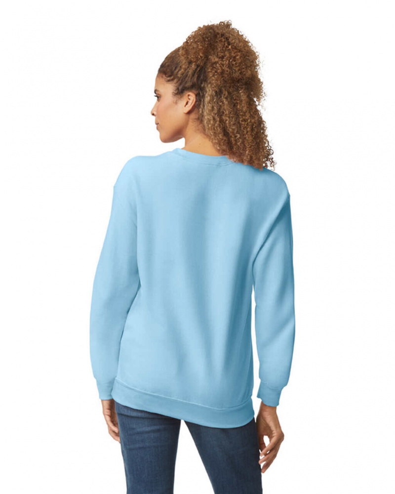 Women's Gildan 18000 Crewneck Sweatshirt Light Blue | ZQRE39584