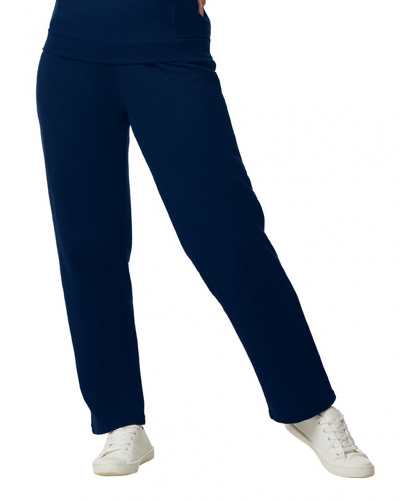 Women's Gildan 18400 Open Bottom Sweatpants Navy | UZTI26851