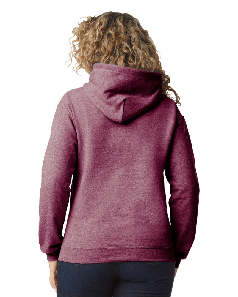 Women's Gildan 18500 Hoodie Heather Sport Dark Maroon | LTBH57439