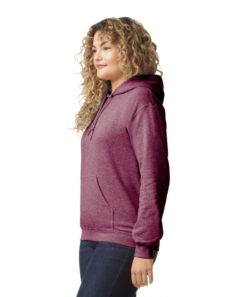 Women's Gildan 18500 Hoodie Heather Sport Dark Maroon | LTBH57439