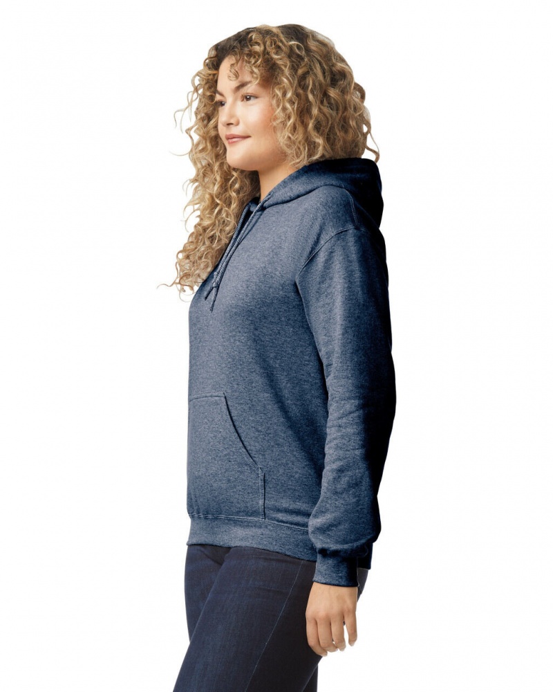 Women's Gildan 18500 Hoodie Sweatshirt Heather Sport Dark Navy | PSTL12680