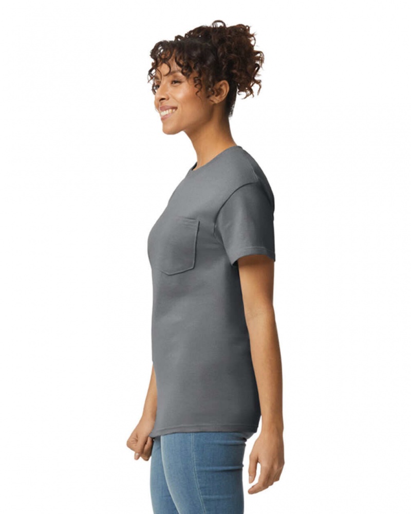 Women's Gildan 2300 with Pocket T-Shirts Charcoal | UIKY79543