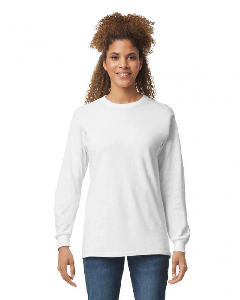 Women\'s Gildan 2400 Long Sleeve T-Shirts White | PLBI78946