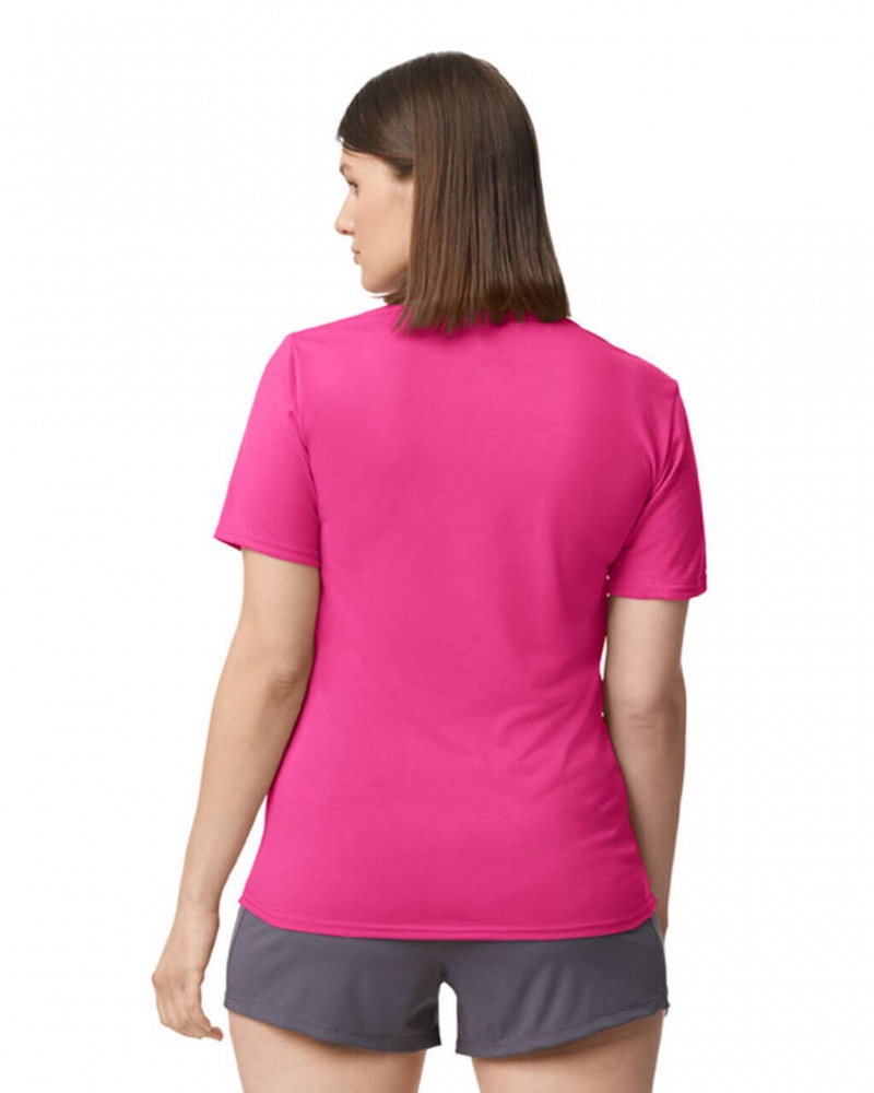 Women's Gildan 42000 T-Shirts Safety Pink | QJDE61527