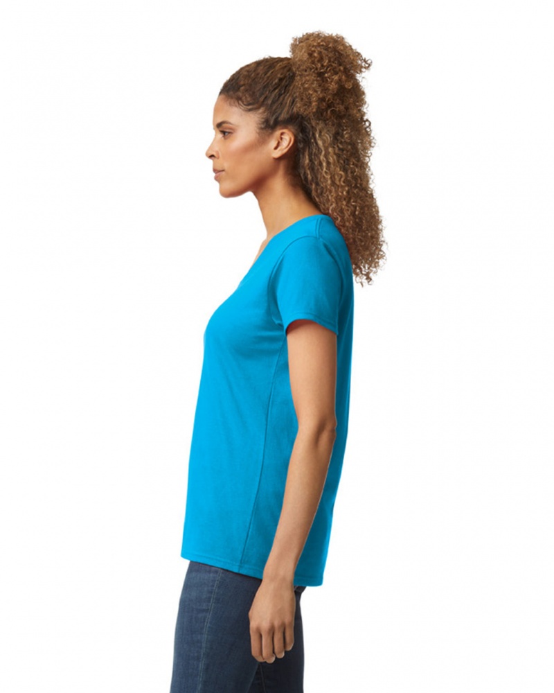 Women's Gildan 5V00L V-Neck T-Shirts Sapphire | WTVP41659