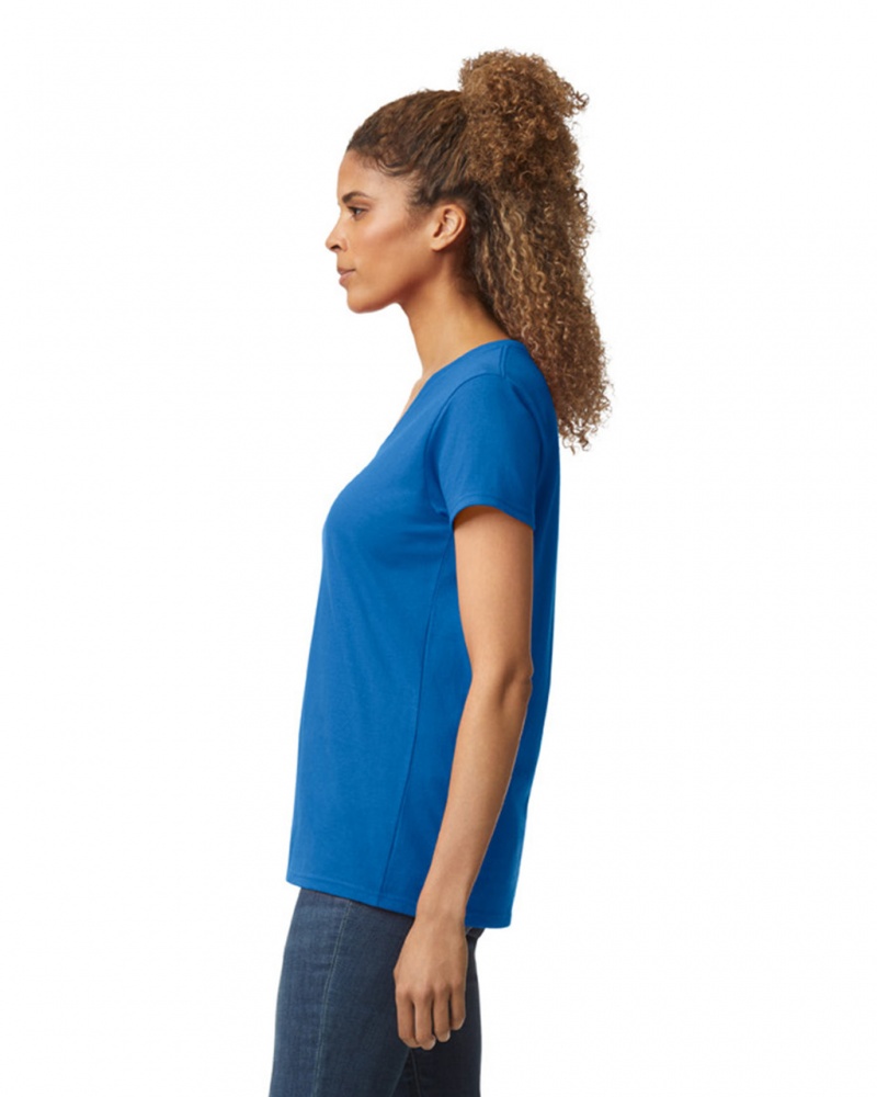 Women's Gildan 5V00L V-Neck T-Shirts Royal | VMTQ45093