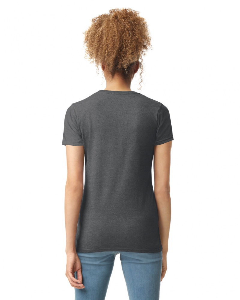 Women's Gildan 64000L T-Shirts Charcoal | AODQ16549