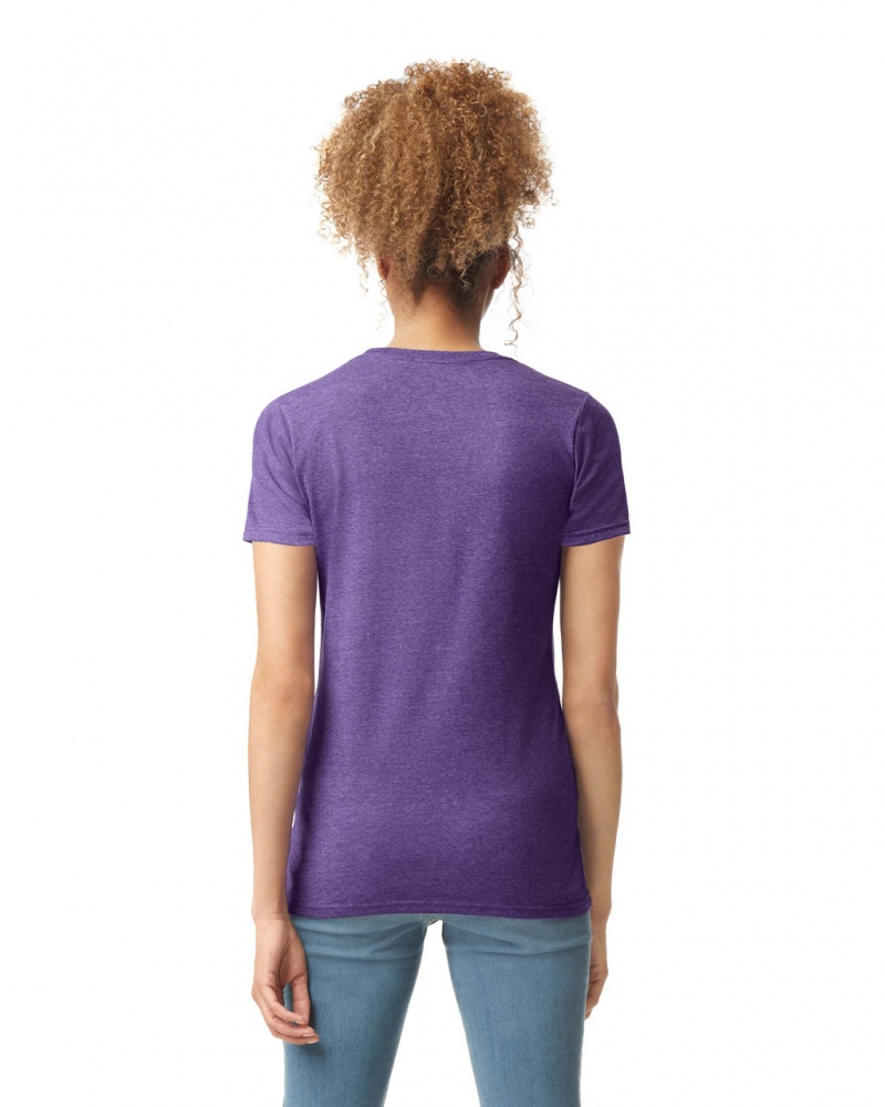 Women's Gildan 64000L T-Shirts Heather Purple | IJQB89574