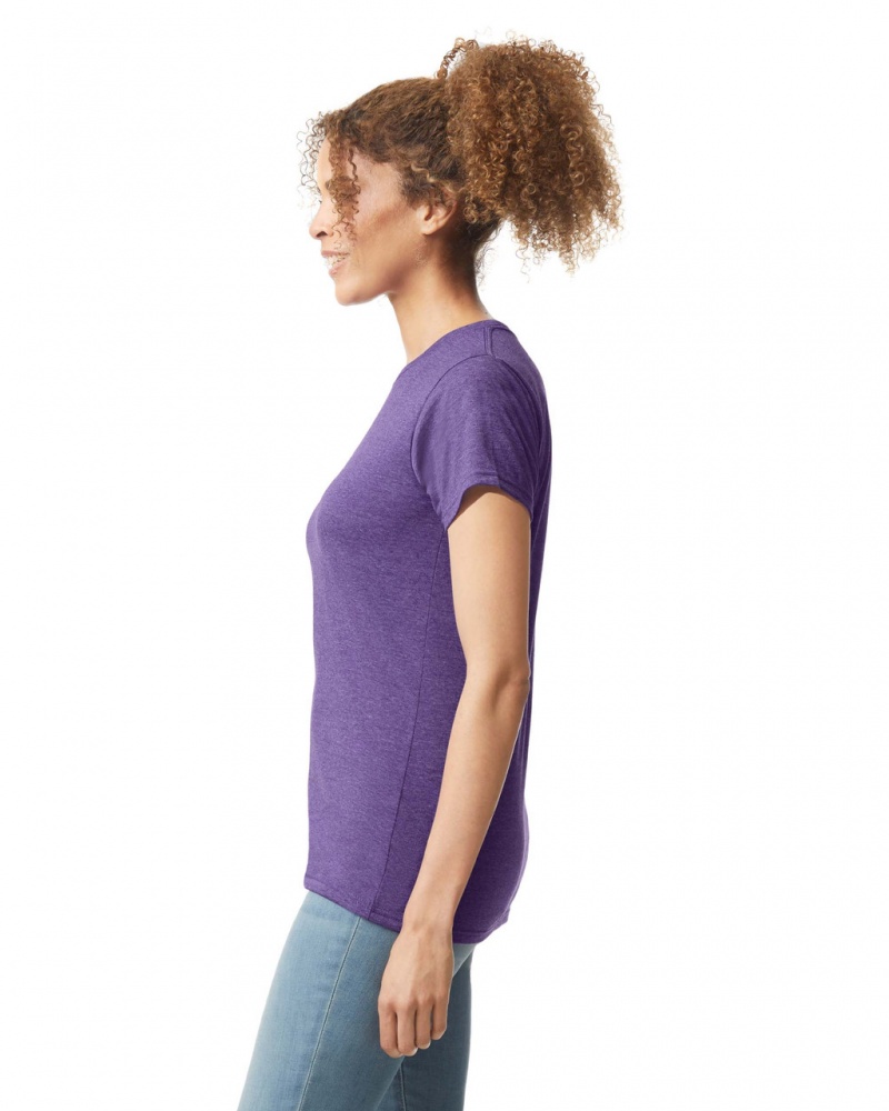 Women's Gildan 64000L T-Shirts Heather Purple | IJQB89574