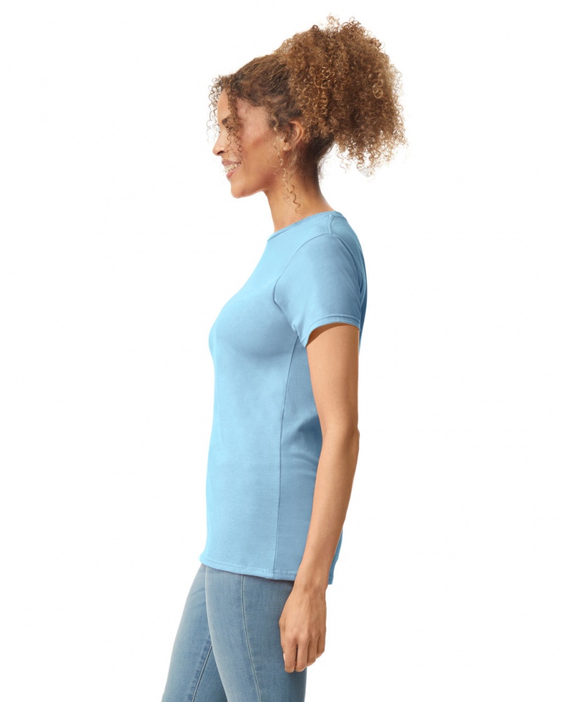 Women's Gildan 64000L T-Shirts Light Blue | VJDA14573