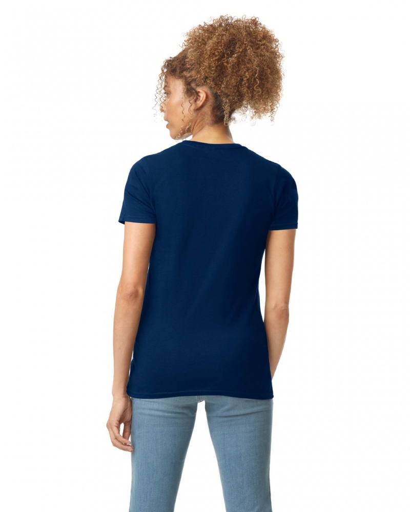 Women's Gildan 64000L T-Shirts Navy | UWJZ27318