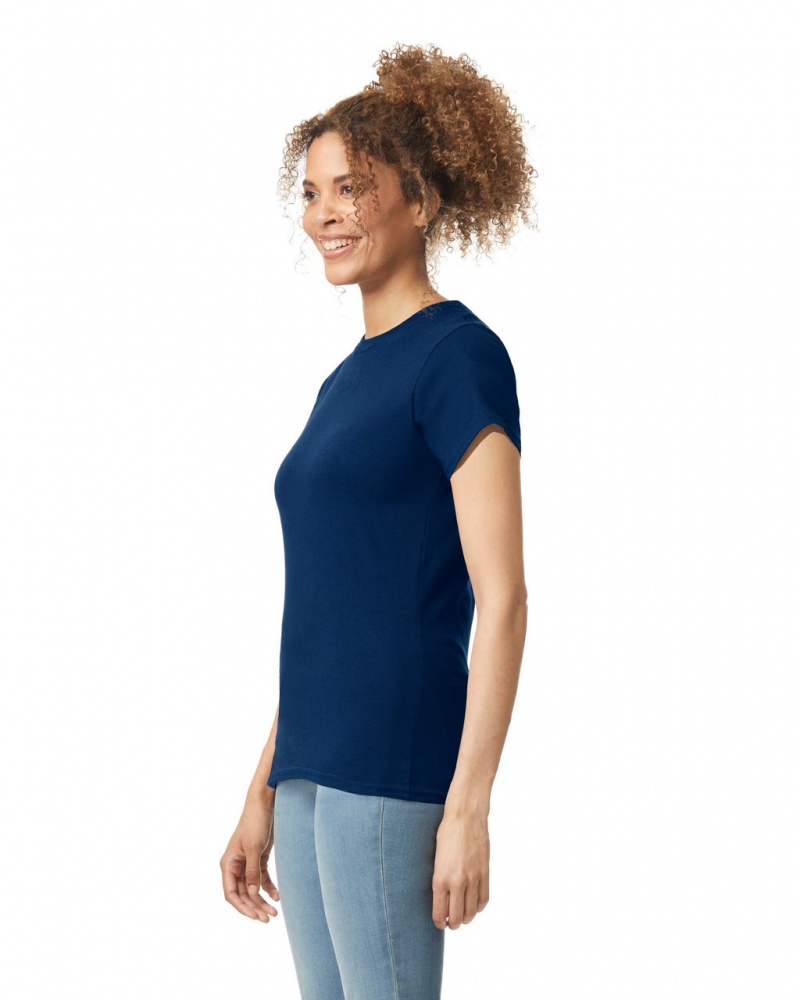 Women's Gildan 64000L T-Shirts Navy | UWJZ27318