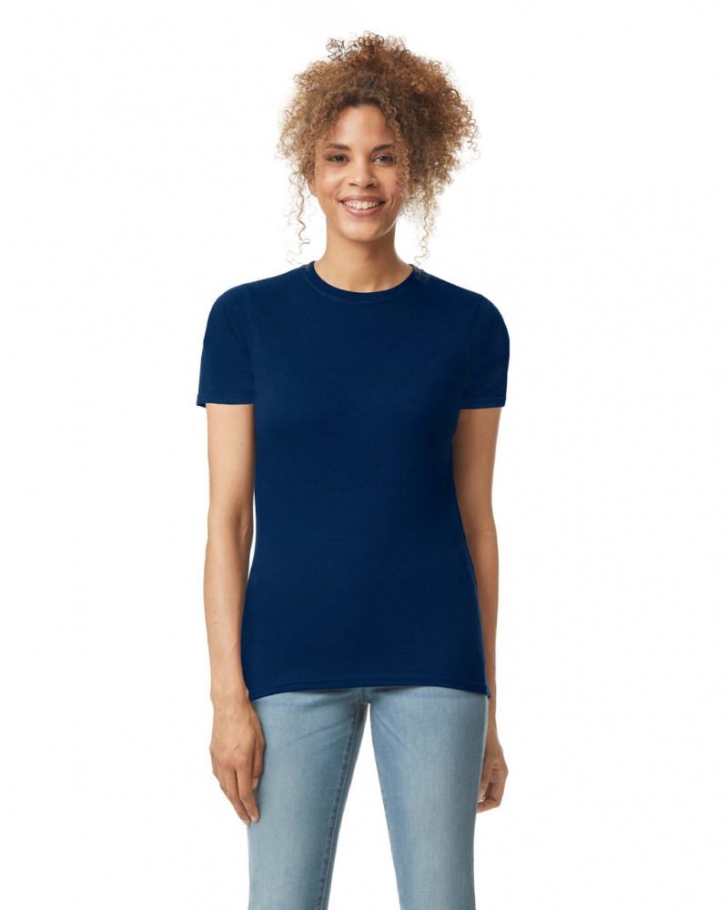 Women\'s Gildan 64000L T-Shirts Navy | UWJZ27318