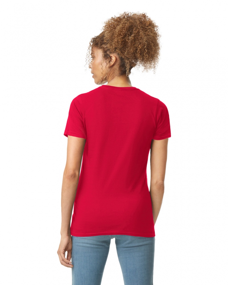 Women's Gildan 64000L T-Shirts Red | XJVB41632