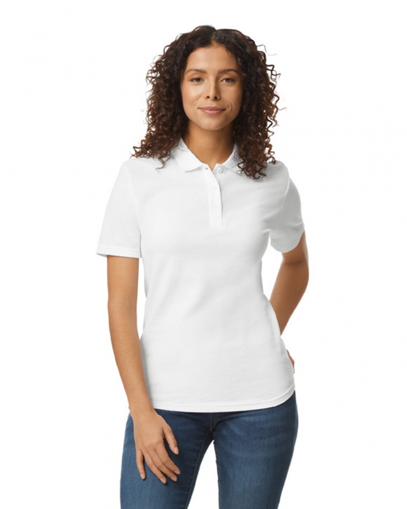 Women\'s Gildan 64800L Pique Polo White | CUPB67590