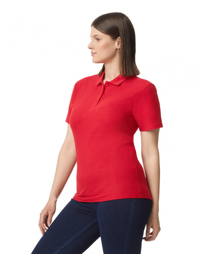 Women's Gildan 64800L Pique Polo Red | LQGU32049