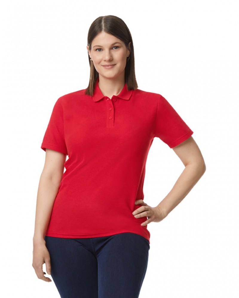 Women's Gildan 64800L Pique Polo Red | LQGU32049