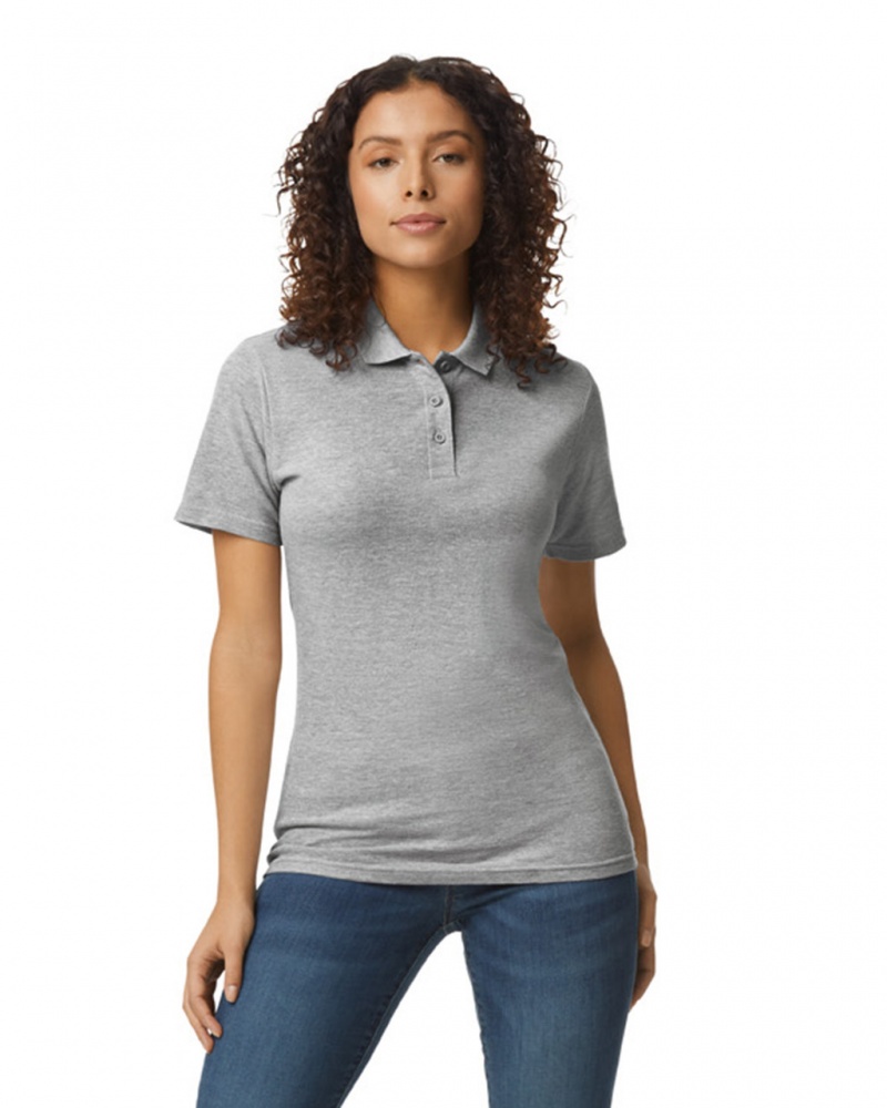 Women's Gildan 64800L Pique Polo Ring Spun Sport Grey | XLGA46390