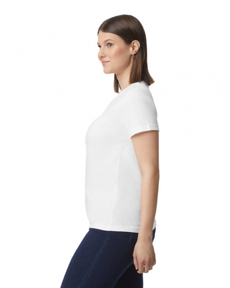 Women's Gildan 65000L Midweight T-Shirts White | TODY95026