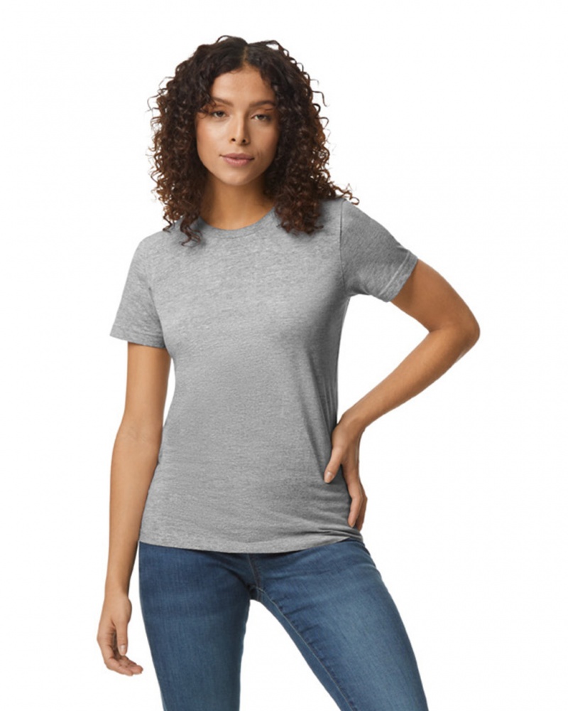 Women's Gildan 65000L Midweight T-Shirts Ring Spun Sport Grey | NHPY65839