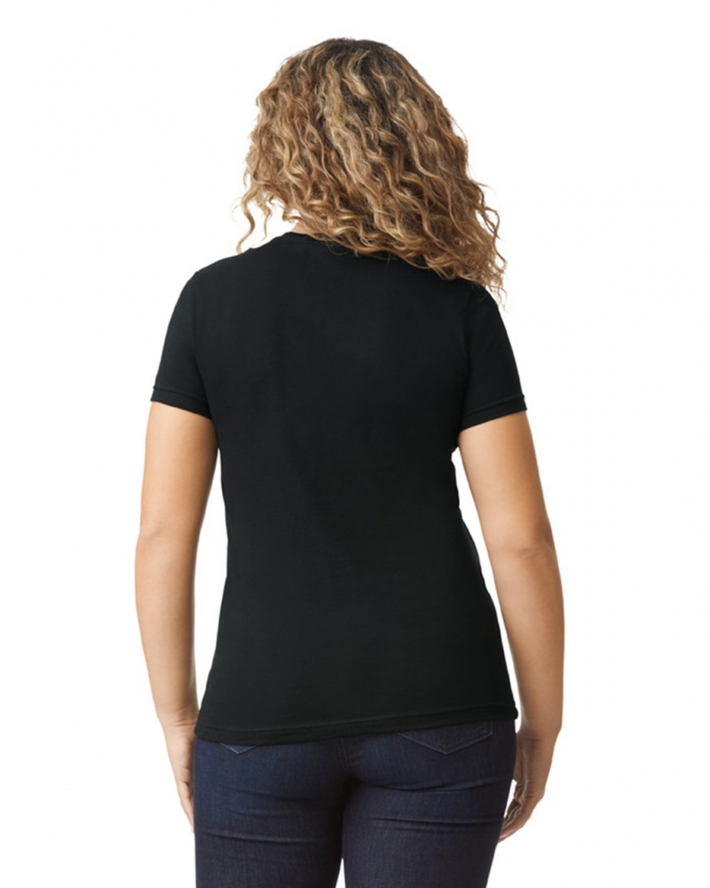 Women's Gildan 67000L CVC T-Shirts Pitch Black | UNPQ76143