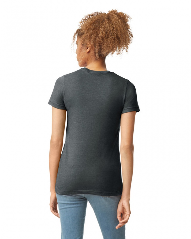 Women's Gildan 67000L CVC T-Shirts Gunmetal | VMKF54862