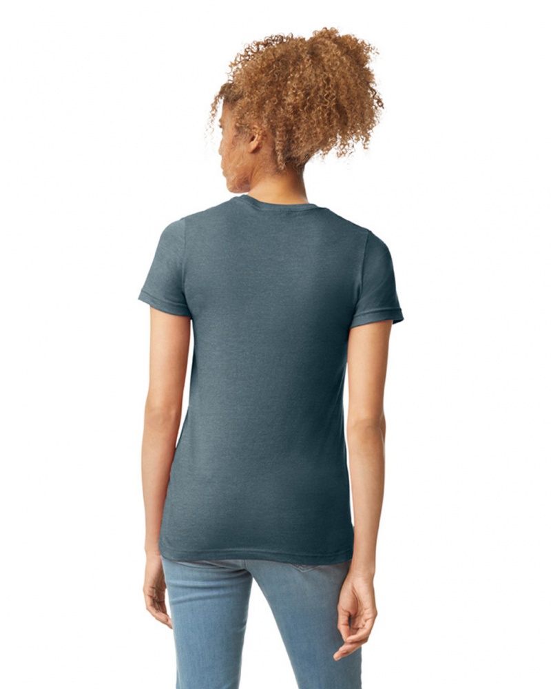 Women's Gildan 67000L CVC T-Shirts Steel Blue | CZED01453