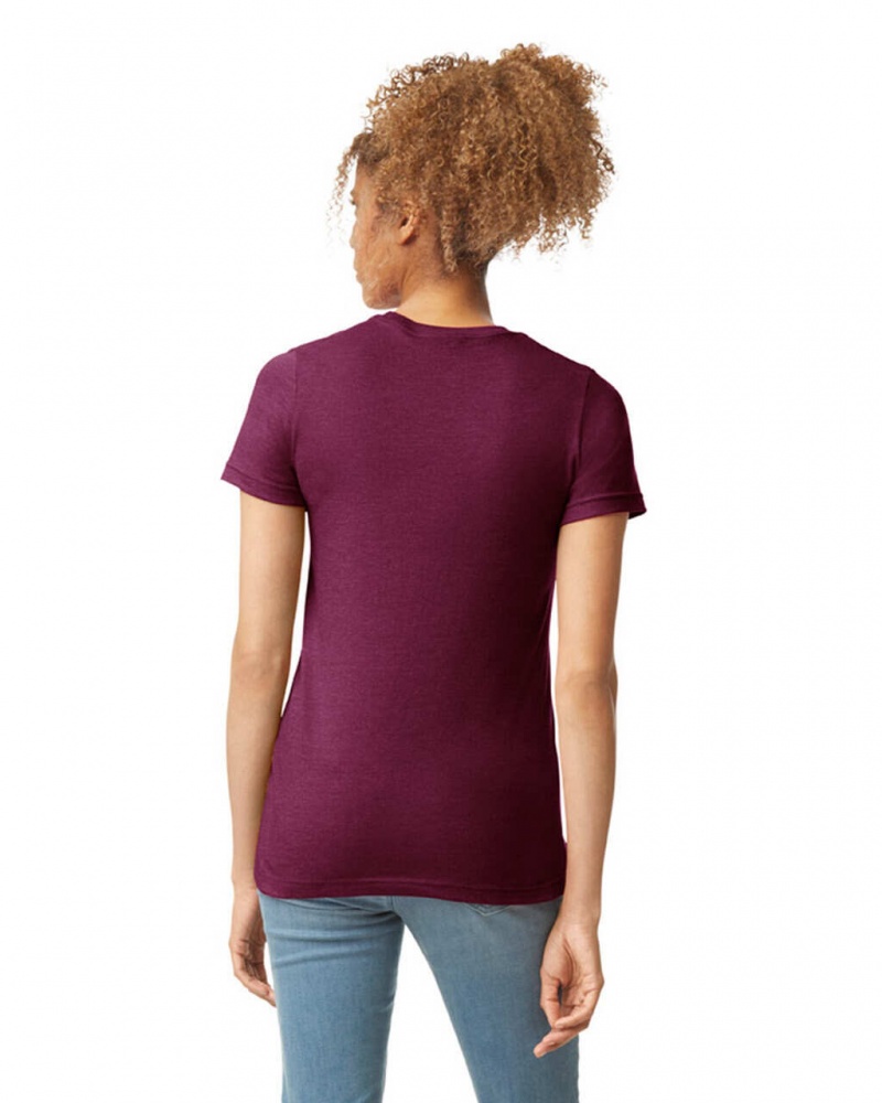 Women's Gildan 67000L CVC T-Shirts Maroon Mist | WYIX17352