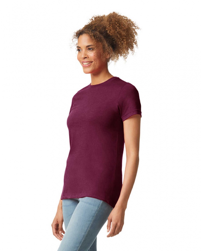 Women's Gildan 67000L CVC T-Shirts Maroon Mist | WYIX17352