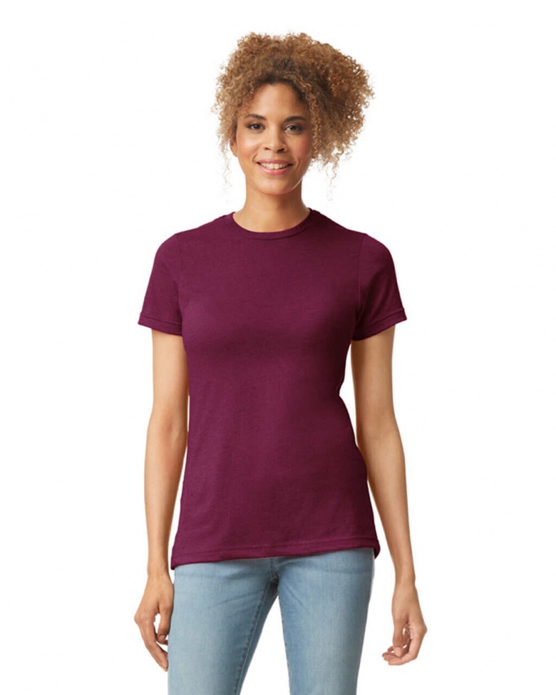 Women\'s Gildan 67000L CVC T-Shirts Maroon Mist | WYIX17352