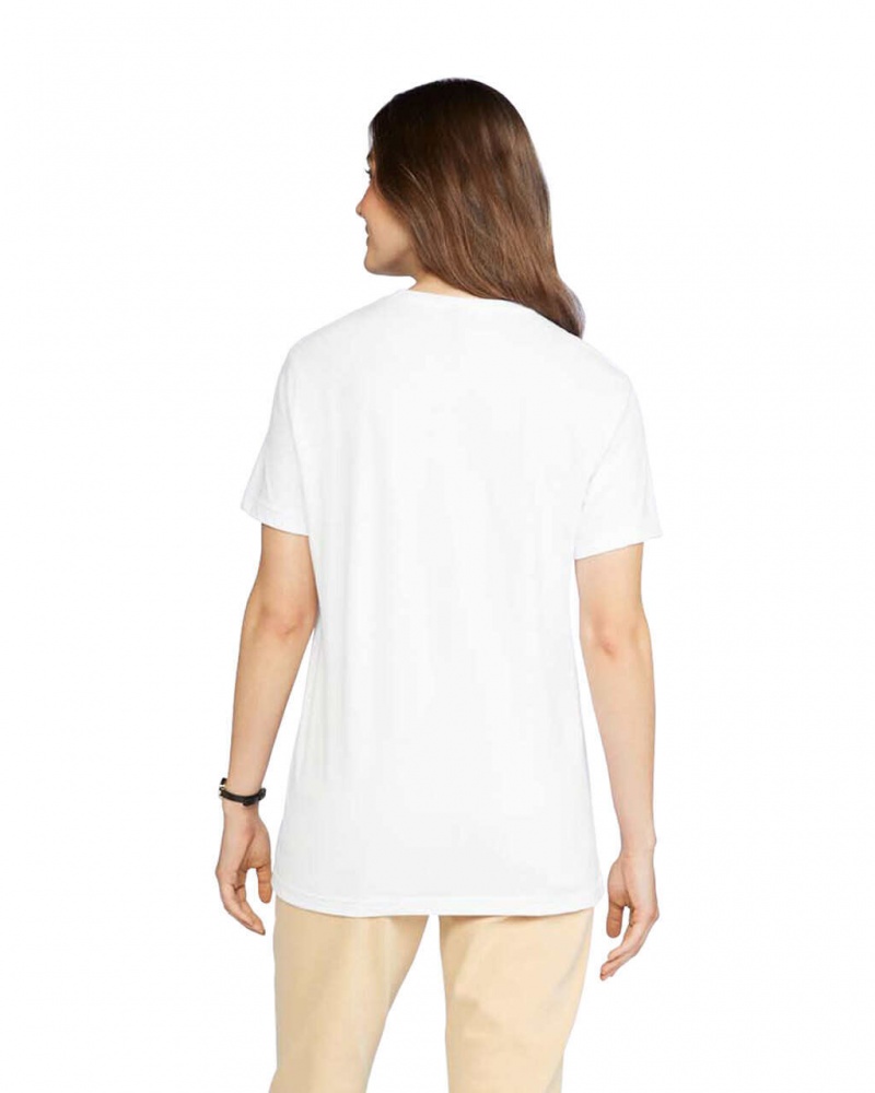 Women's Gildan 67000L CVC T-Shirts White | KTPA25763