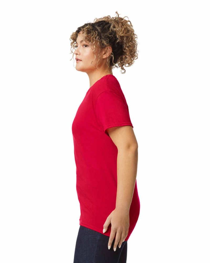 Women's Gildan 8000 T-Shirts Red | GKWJ76981