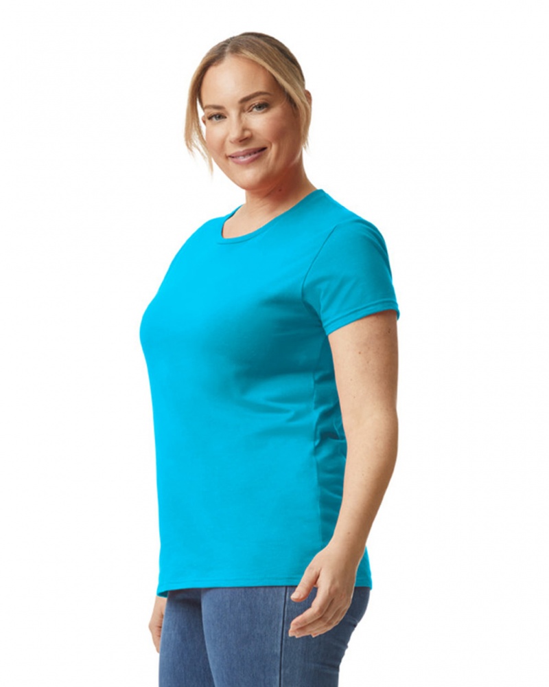 Women's Gildan 880 T-Shirts Caribbean Blue | DANE64029