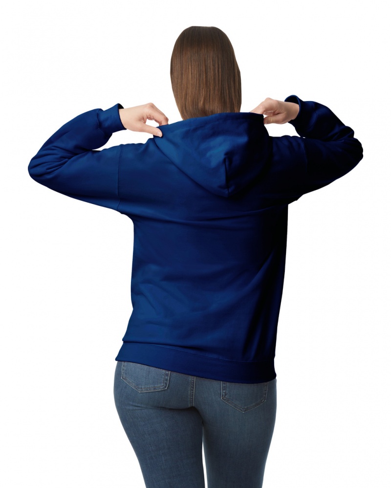 Women's Gildan SF500 Midweight Fleece Hoodie Navy | AJVS57192